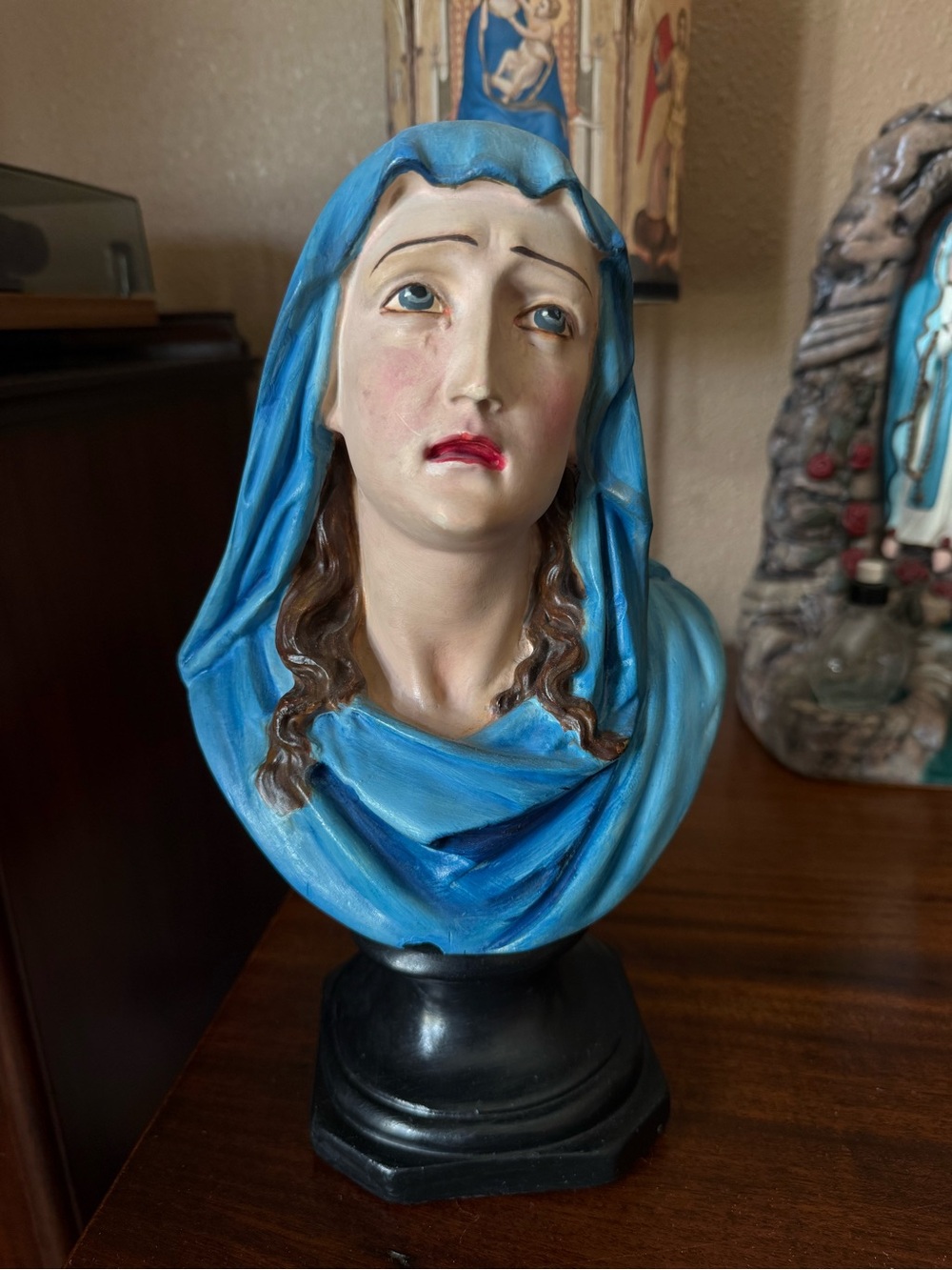 Our Lady of Sorrows Madonna Chalkware Bust